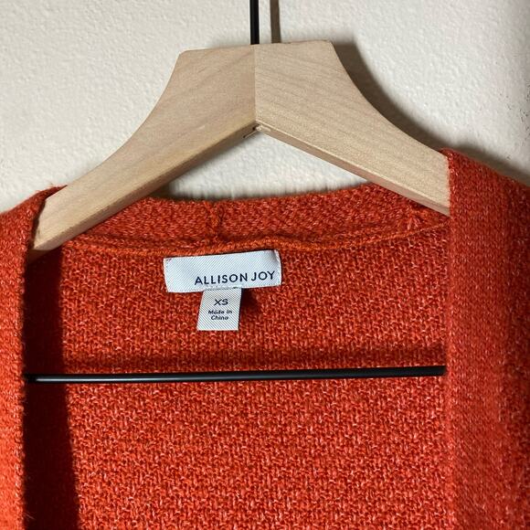 Allison Joy Orange Red Waffle Long Open Front Cardigan Size XS Evereve - Picture 2 of 8